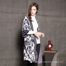 Loose style nice pattern ladies knit clothing half sleeve sweater coat for women